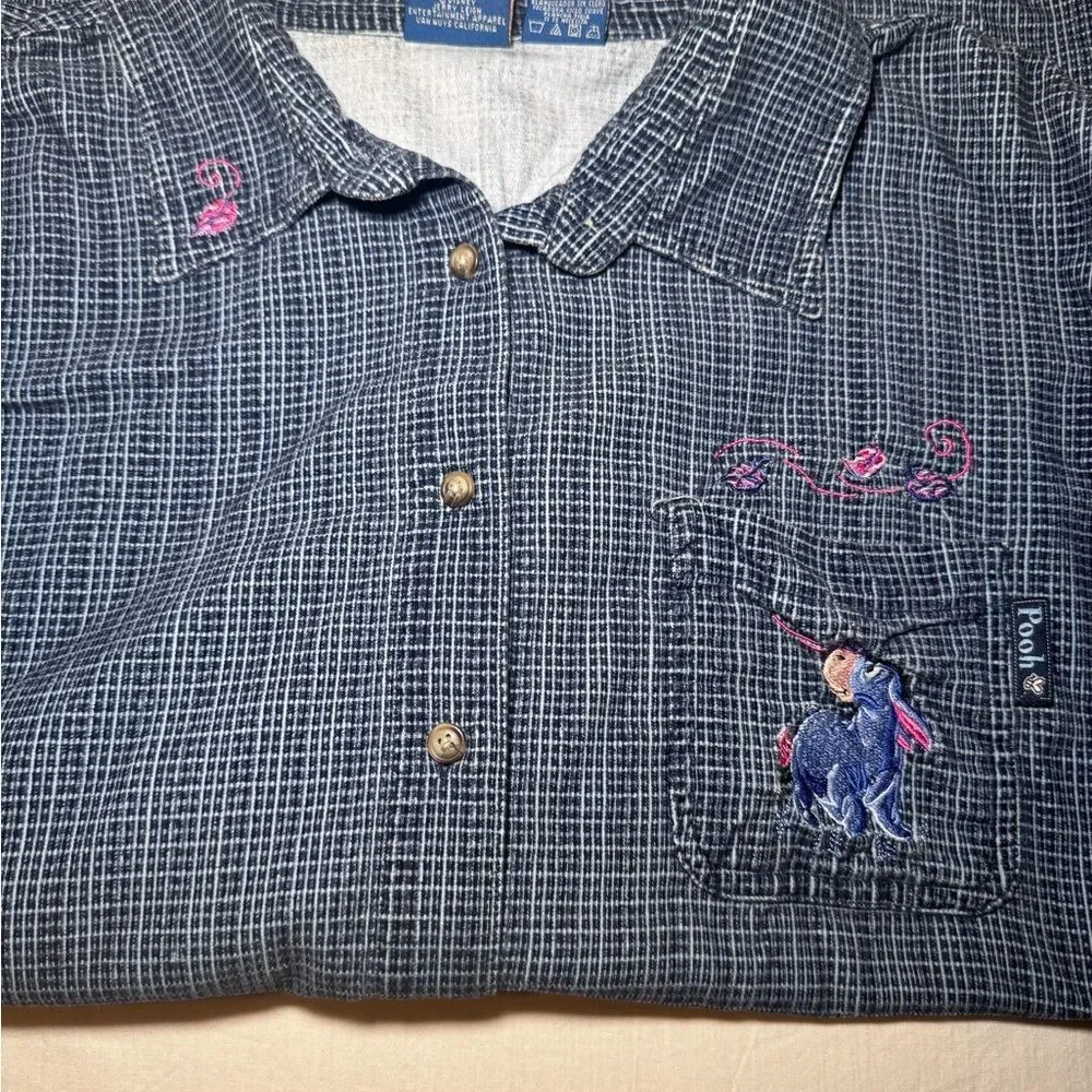 Disney Winnie the Pooh Embroidered Eeyore Corduroy Flannel Women’s Size 26-28W